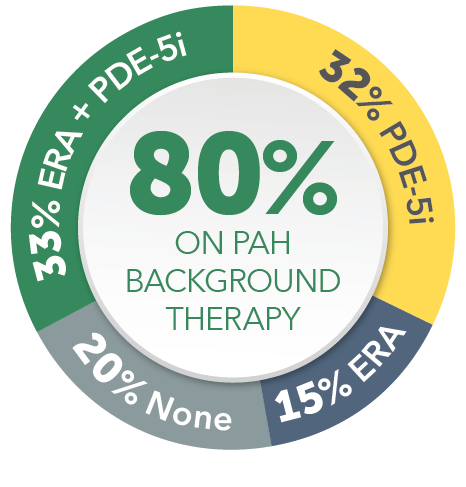 80% on PAH background therapy pie chart